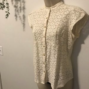 Michael Kors floral lace button up top.